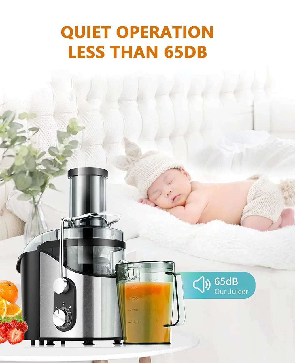Centrifugal Juicer Machine for Fruits & Vegetables - with 3" Feed Chute 2 Speed Modes