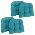 19 in. -Shaped Microsuede Tufted Dining Chair Cushions, Aqua Blue - Set of 4