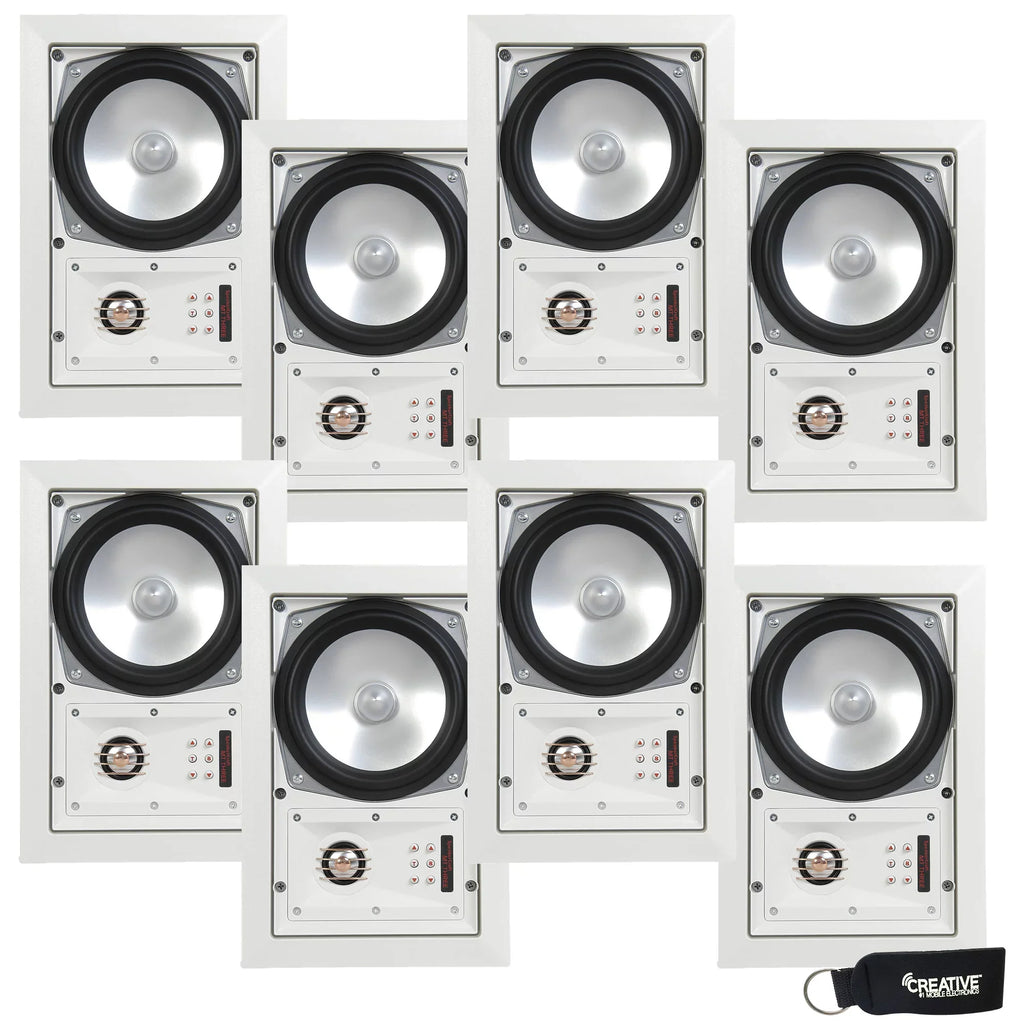 SpeakerCraft  Three - In-Wall or Ceiling Speaker Includes White Grill - (Multipack of 4 pair, 8 speakers total)