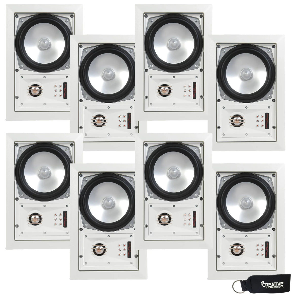 SpeakerCraft  Three - In-Wall or Ceiling Speaker Includes White Grill - (Multipack of 4 pair, 8 speakers total)