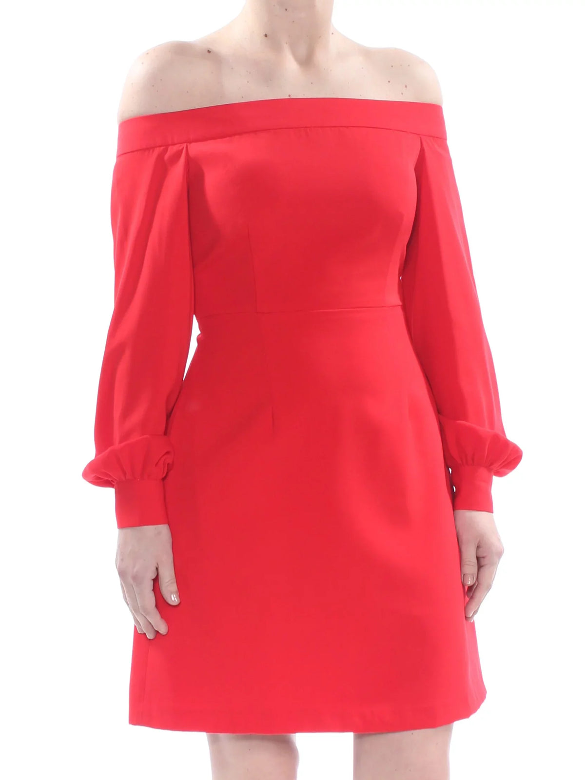 Womens Red Long Sleeve Off Shoulder Above The Knee Party -Line Dress 2