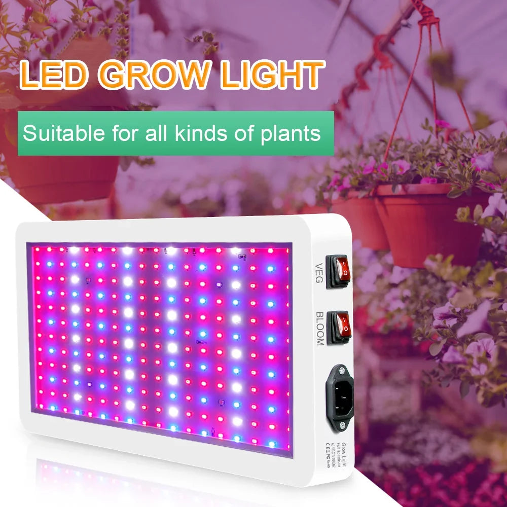 Anself 2000W Full Spectrum  Grow Light - 312 LEDs with Veg/Bloom Dual Switch -  Waterproof Indoor Plant Growing Lamp - Ideal for Seedlings, Flowers, Greenhouse Use