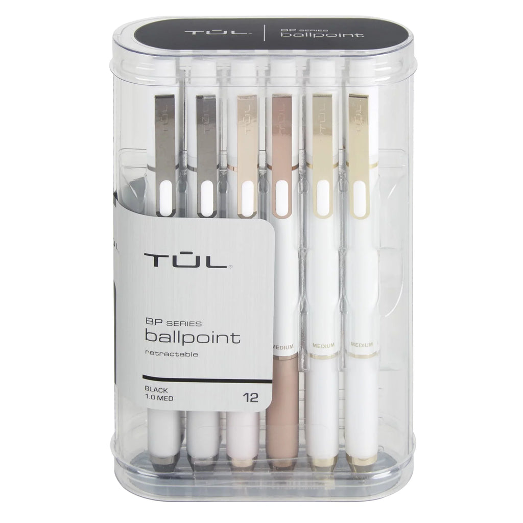 ®  Series Retractable Ballpoint Pens, Medium Point, 1.0 mm, Pearl White Barrel, Black Ink, Pack Of 12 Pens