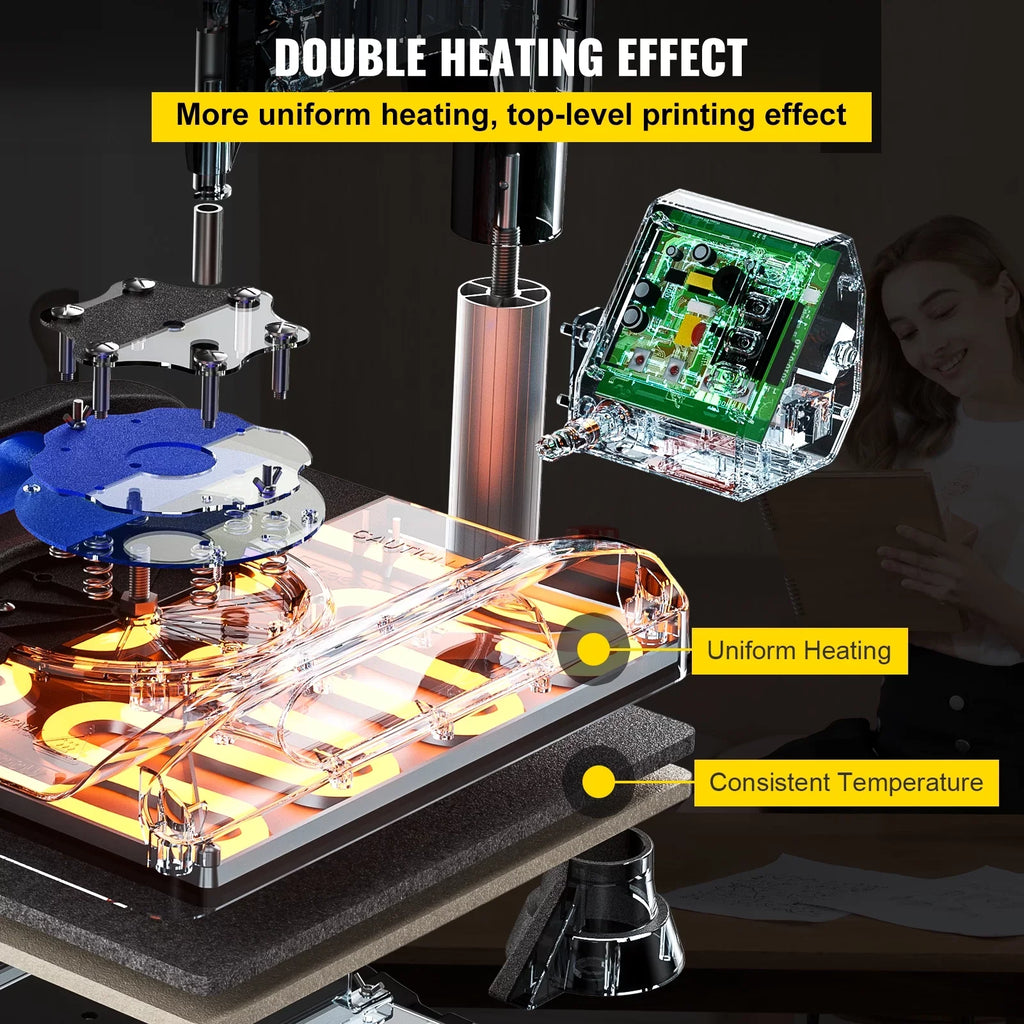 Heat Press Machine, 12" x 15" Fast Heating Pressing Machine, 360 Swing Away Digital Sublimation -Shirt Vinyl Transfer Printer with Anti-Scald Surface, Canvas Bag, Pillow, Blue