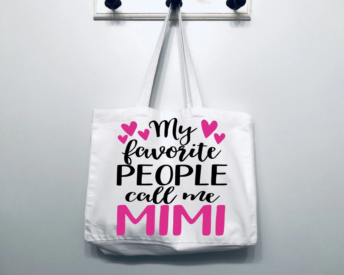 Mimi Gift My Favorite People Call Me Mimi Tote Bag Grandma Gift Idea Book Bag Travel Tote Handbag -