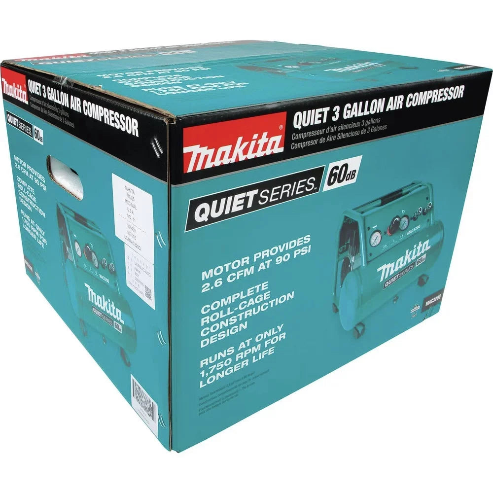 Makita  Quiet Series 1-1/2  3 Gallon Oil-Free Hand Carry Air Compressor