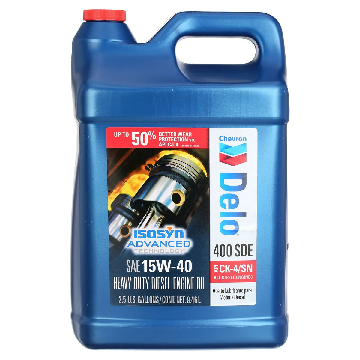Chevron Delo 400  -4 15W-40 Heavy Duty Diesel Motor Oil, 2.5 Gallons