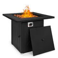 MoNiBloom 28" Fire Pit Table 50,000  Square Propane Gas Fire Pit Table with Lava Rocks and Metal Lid for Outdoor Patio, Black