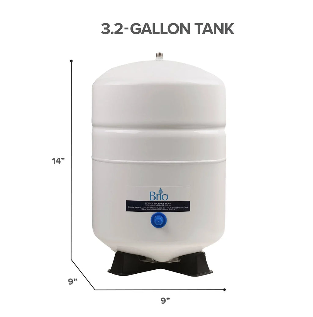 Reverse Osmosis Water Storage Pressure Tank 3.2 Gallon, 2.2 Gallon Capacity + Tank Valve | -122- Metal