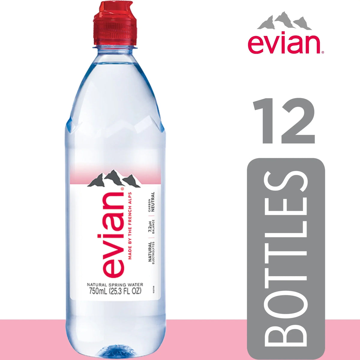 evian Natural Spring Water, 25.36 Fl Oz, 12 Count Bottles