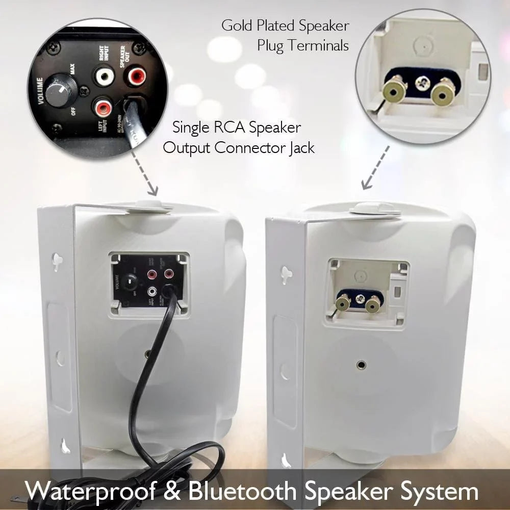 Pyle Outdoor Waterproof Wireless Bluetooth Speakers Wall/Ceiling Mounted Dual Speakers with Heavy Duty Grill, Universal Mount, Patio, Indoor Use-  (White)