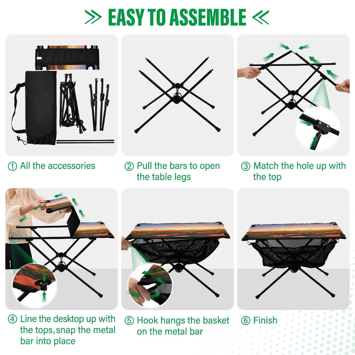 Autumn Leaves in Sunset Camping Folding Table Portable Beach Table with Storage Bag Compact Picnic Table for Outdoor Travel Fishing