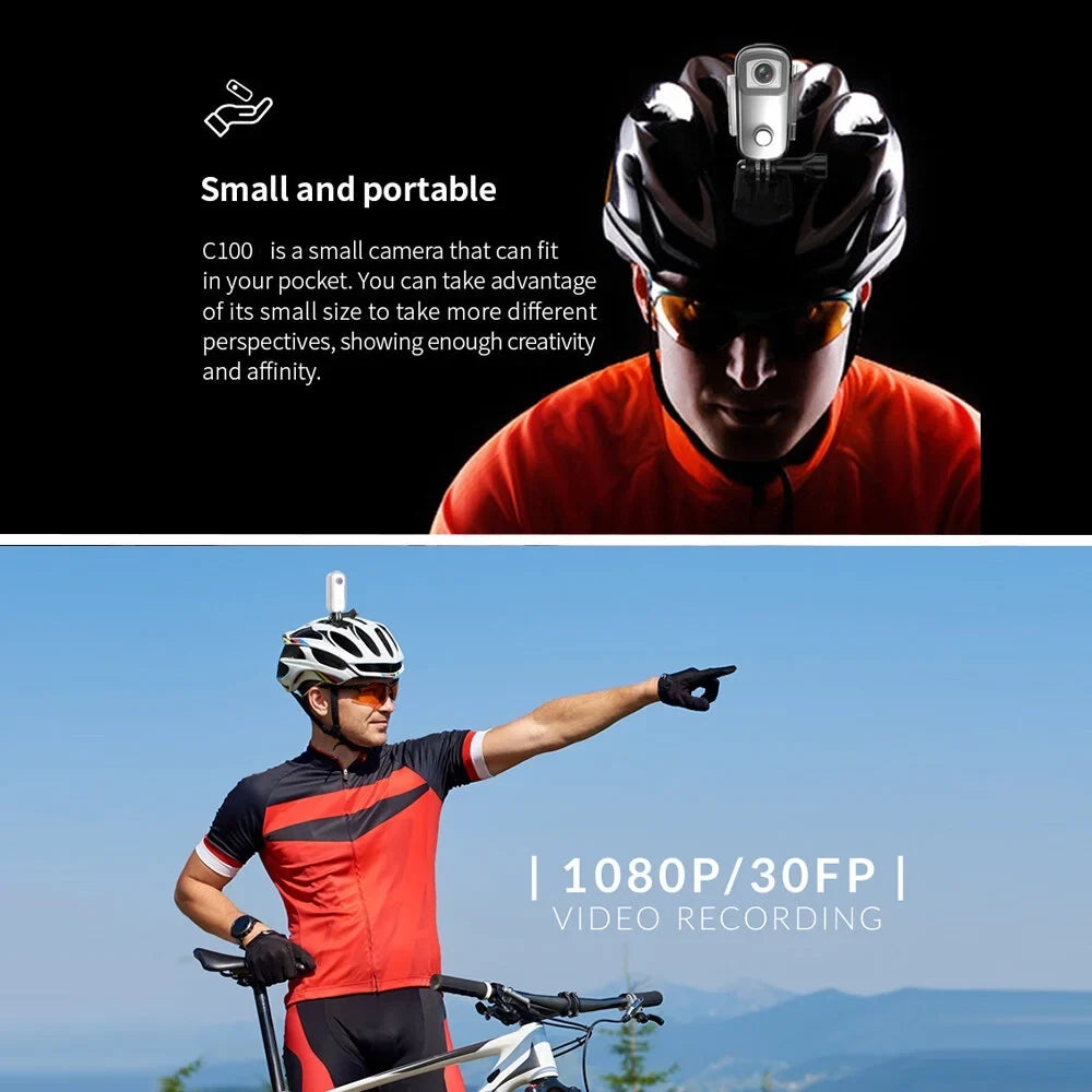 Mini Action Camera 1080P/30fps Digital Video Camera 30M Waterproof Magnetic Body Built-in Battery WiFi Connection  Sharing with Waterproof Case Back Clip Lanyard