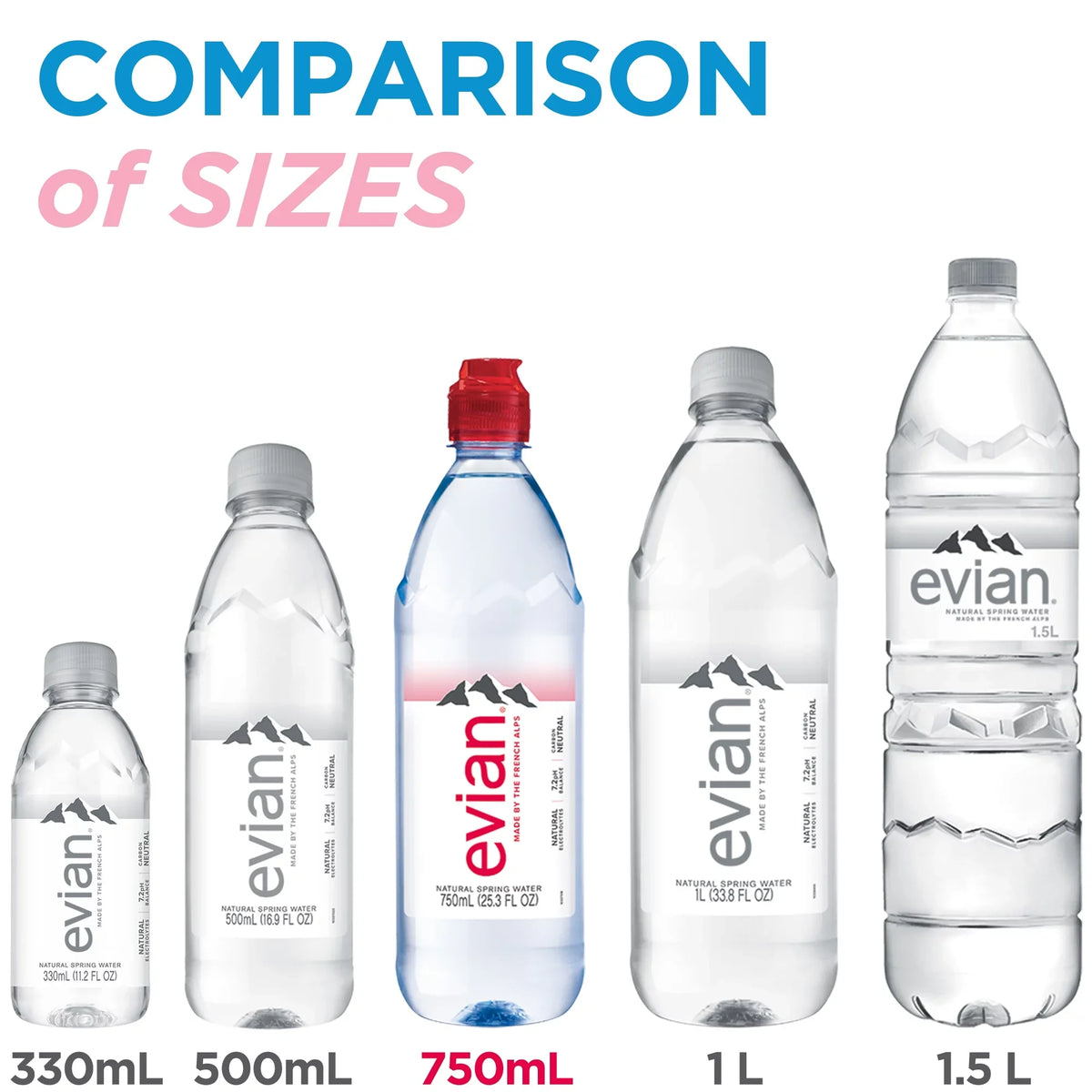 evian Natural Spring Water, 25.36 Fl Oz, 12 Count Bottles