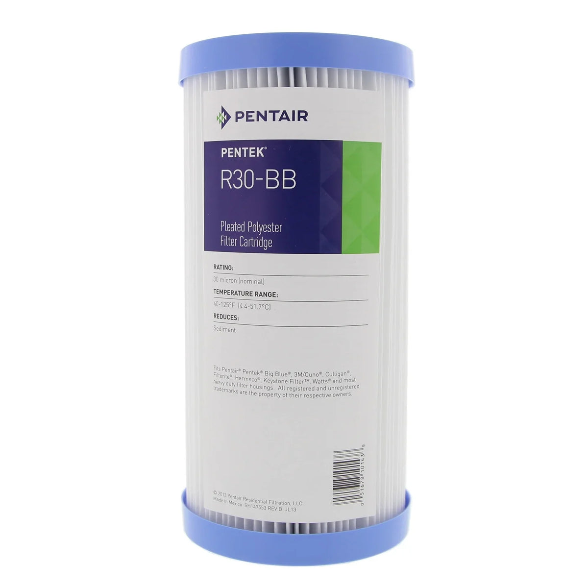 Pentek 155101-43 -Bb 9-3/4 inch 30mic Hd Pleated Filter Cartridges