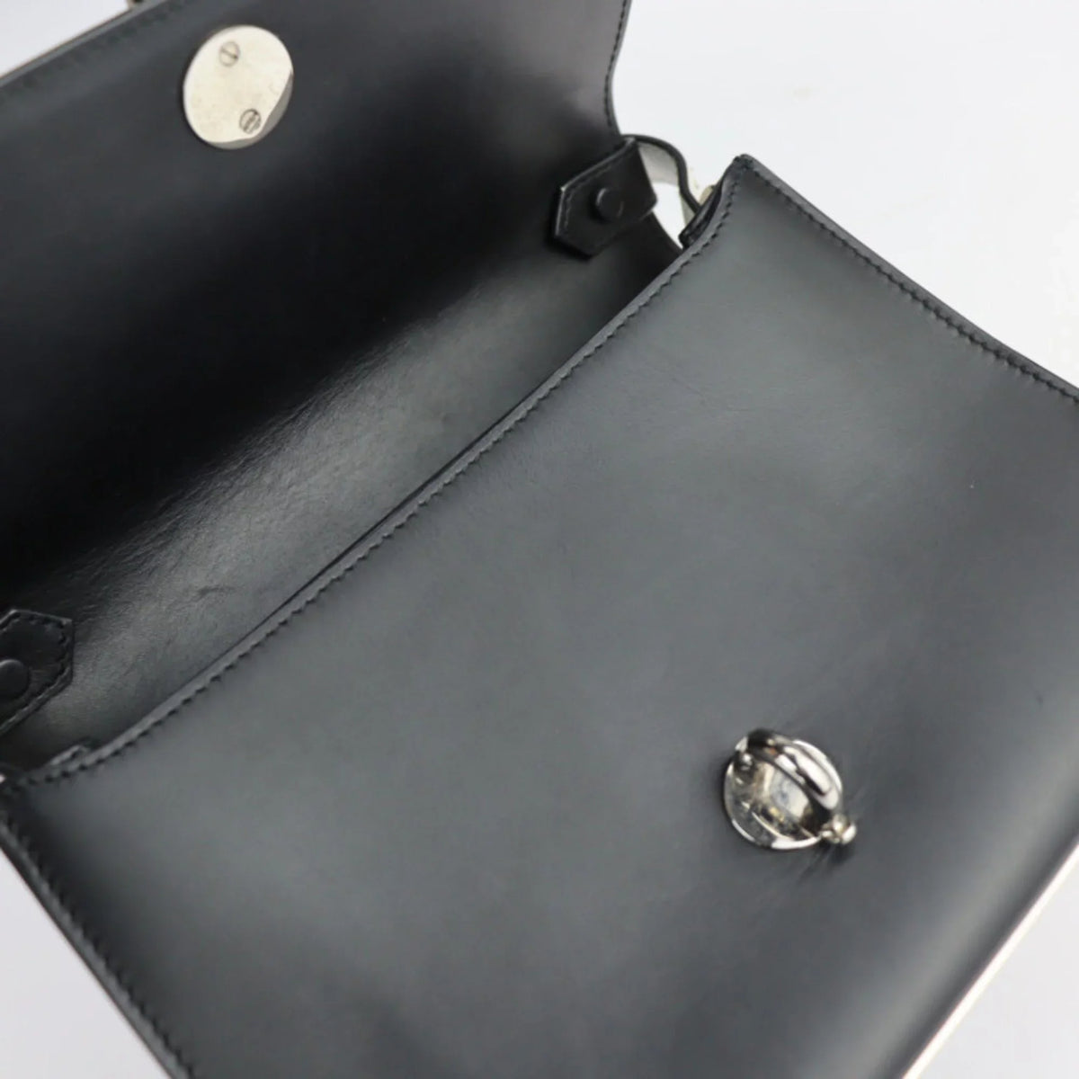 Pre-Owned  Balenciaga mini trapeze mailon handbag 331916 calf leather black ivory system silver hardware 2WAY shoulder bag (Good)