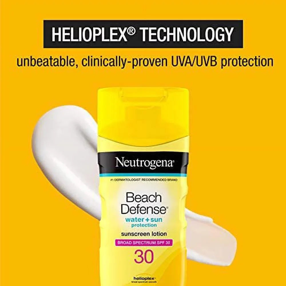 Neutrogena Beach Defense Water Resistant Sunscreen Body Lotion with Broad Spectrum  30, Oil-Free and Fast-Absorbing, 6.7 oz